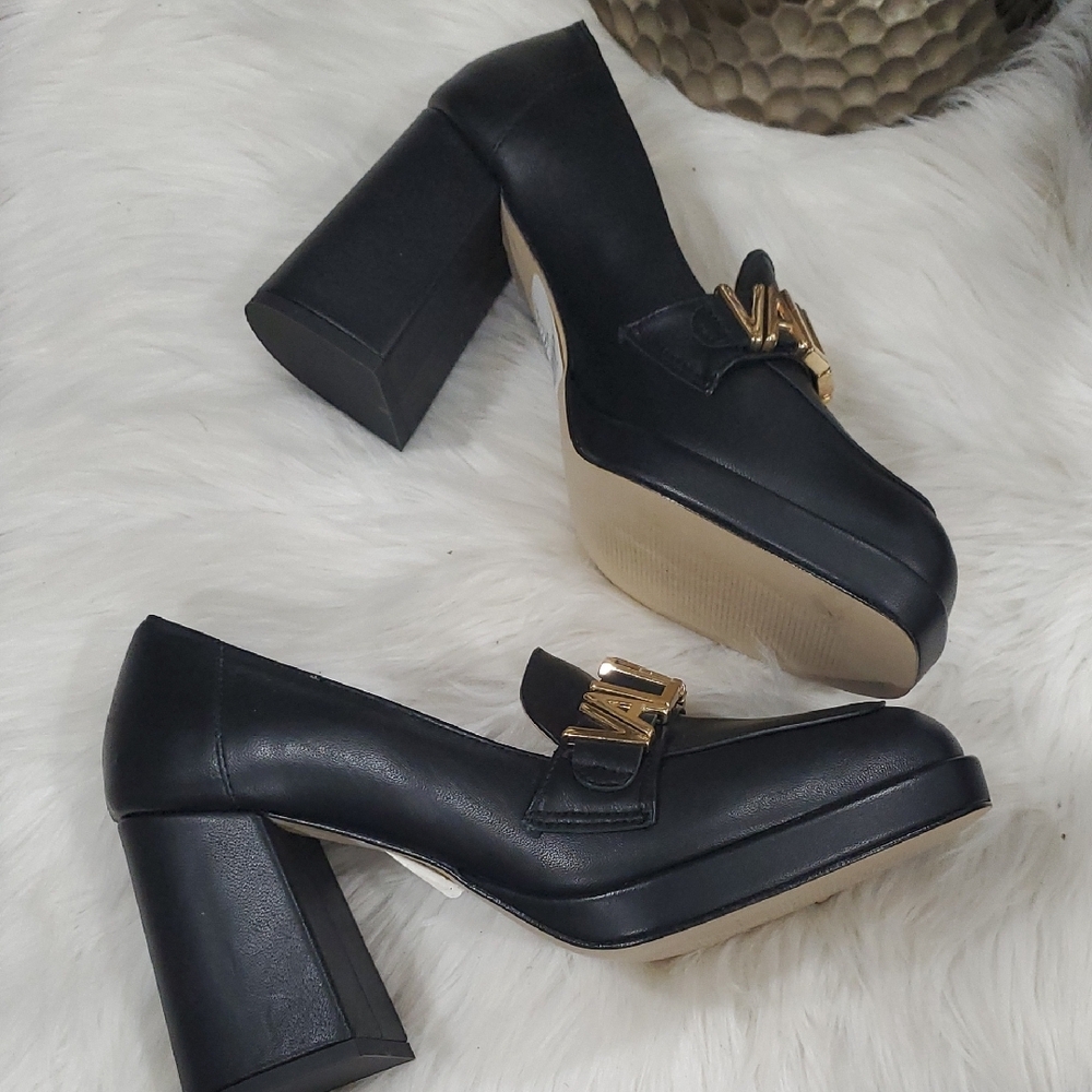 Y2k Valentino Rosalinda  Black Platform Slipon with Gold Logo - Picture 2 of 16
